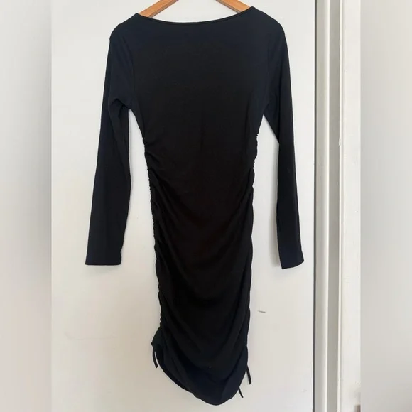 SHEIN Black Long Sleeve Ruched Side Midi Dress - Picture 2 of 5